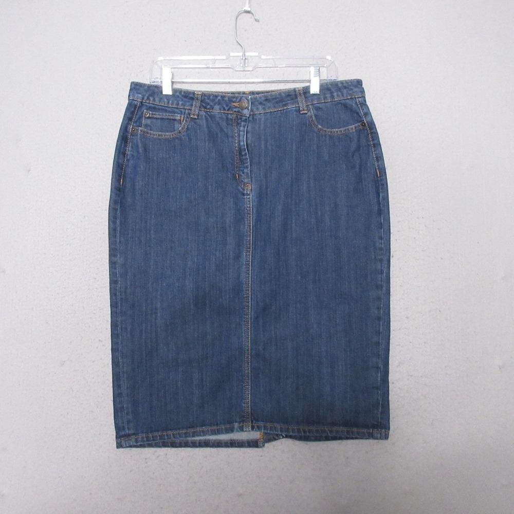 Boden Denim Pencil Skirt Womens 12L Dark Wash Blue Knee Length 5-Pocket Classic